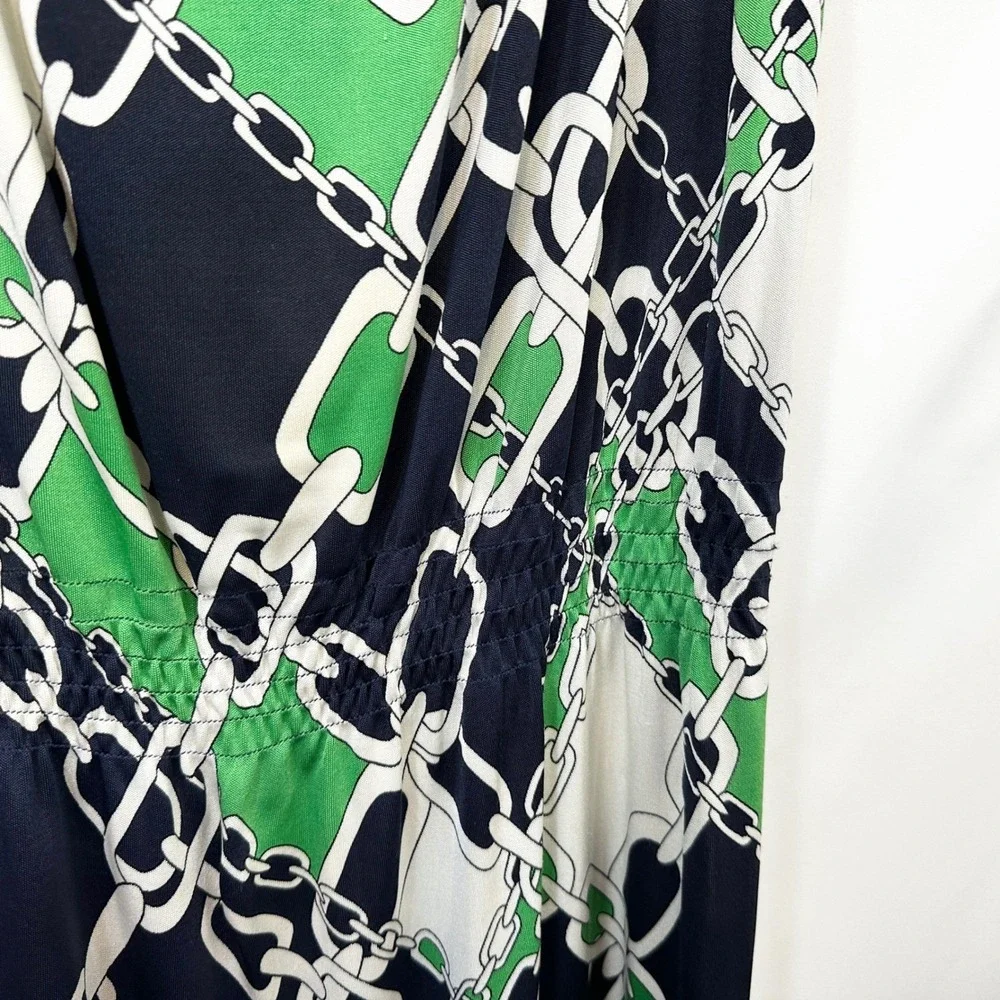 Tory Burch Small Dress Shift Chain Print Silk Sleeveless Beach Vacation 206
